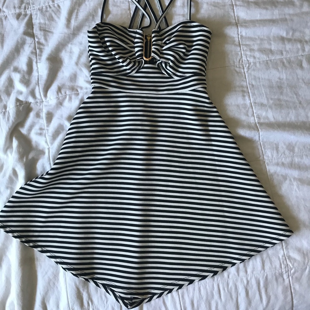 Black and white stipe dress